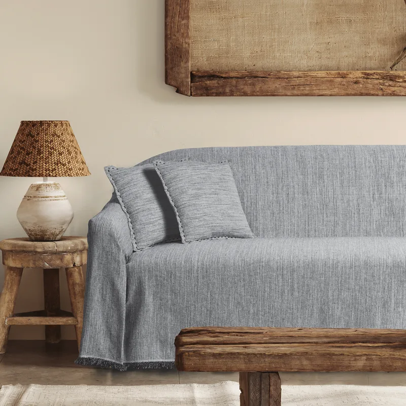 Ριχτάρι Βαμβακερό Διθέσιος 180x250εκ. Throws Line 0285 Black Das Home (Ύφασμα: Βαμβάκι 100%, Χρώμα: Μαύρο) - Das Home - 420618250285