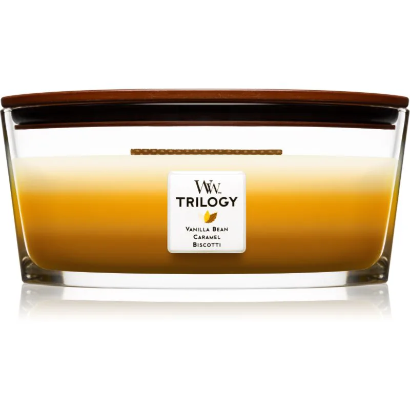 Woodwick Trilogy Café Sweets αρωματικό κερί με ξύλινο φιτίλι (hearthwick) 453.6 γρ