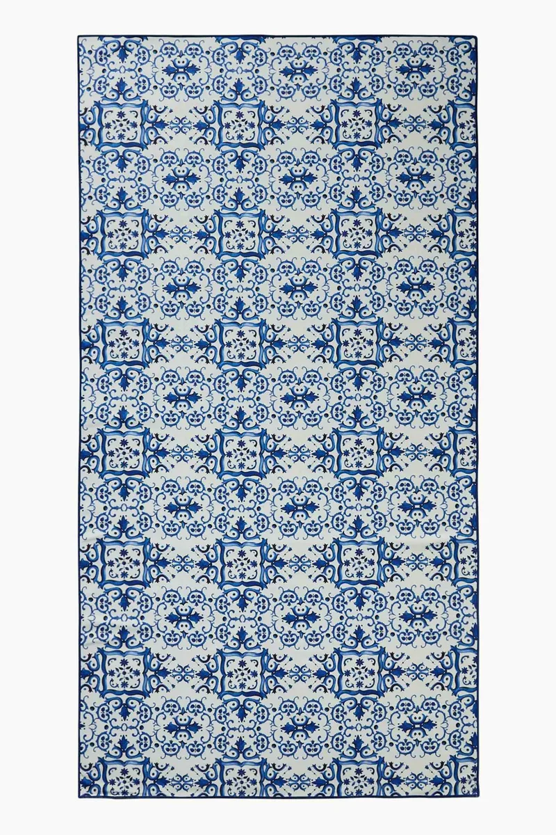 Coincasa unisex πετσέτα θαλάσσης microfiber 100 x 190 cm - 006817055 Λευκό - Μπλε