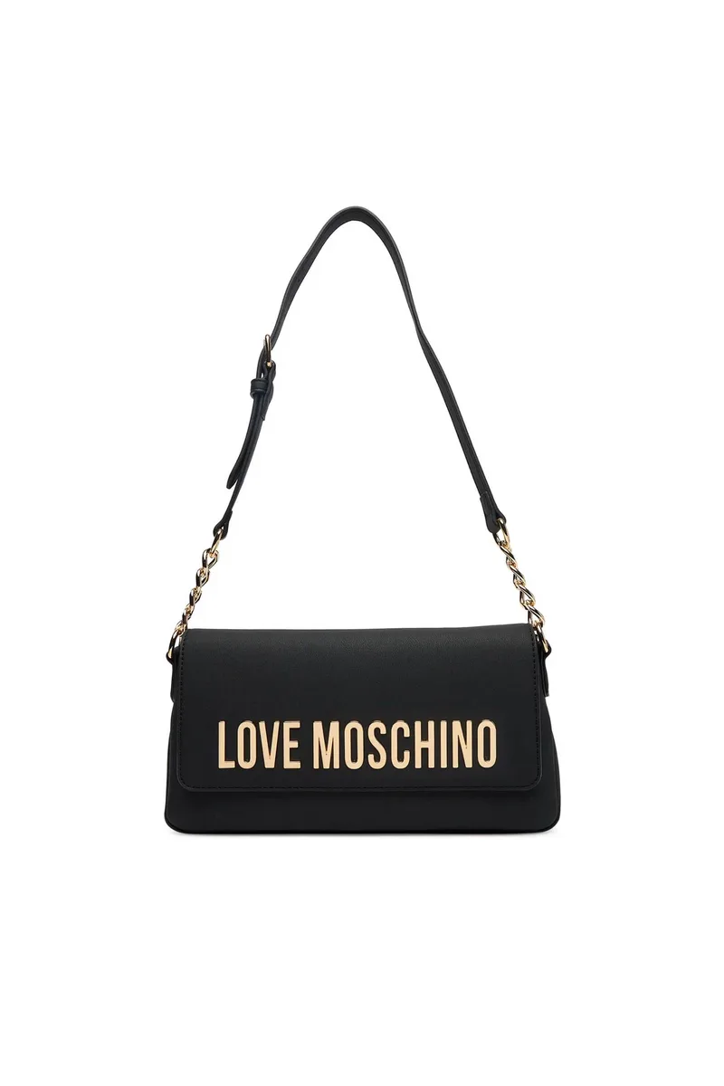 Love Moschino γυναικεία τσάντα ώμου με μεταλλικό λογότυπο - JC4109PP1OKD0 Μαύρο