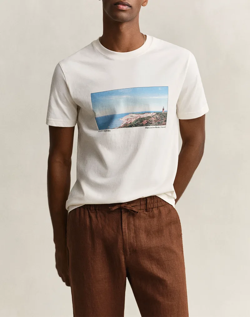 GANT ΜΠΛΟΥΖΑ ΚΜ SCENERY GRAPHIC SS TSHIRT 3G2003437-130 Cream