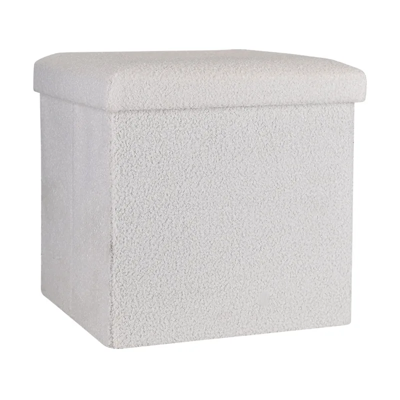 Estia σκαμπο cube leather με αποθηκευτικο χωρο λευκο