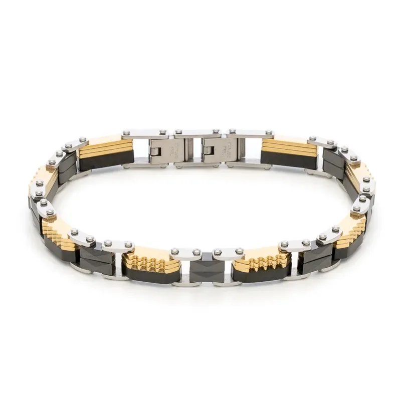 Τρίχρωμο ανδρικό ατσάλινο βραχιόλι Visetti 61C-BR400SBG 61C-BR400SBG Ατσάλι