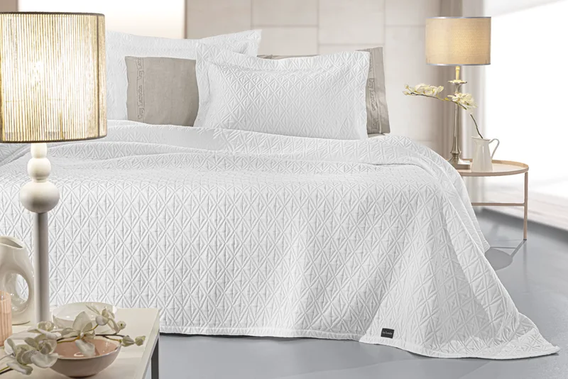 Κουβέρτα Polycotton King 245x260εκ. Oasis White Guy Laroche (Ύφασμα: 60% Cotton - 40% Polyester, Χρώμα: Λευκό, Μέγεθος: King Size) - Guy Laroche - 5206480655401