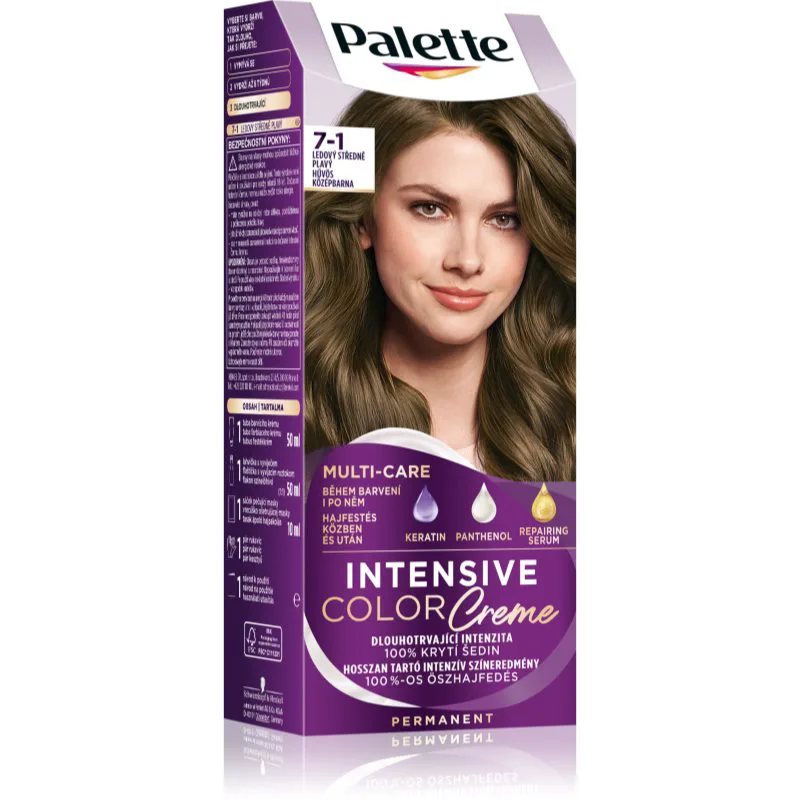 Schwarzkopf Palette Intensive Color Creme μόνιμη βαφή μαλλιών απόχρωση 7-1 Cool Middle Blonde 1 τμχ