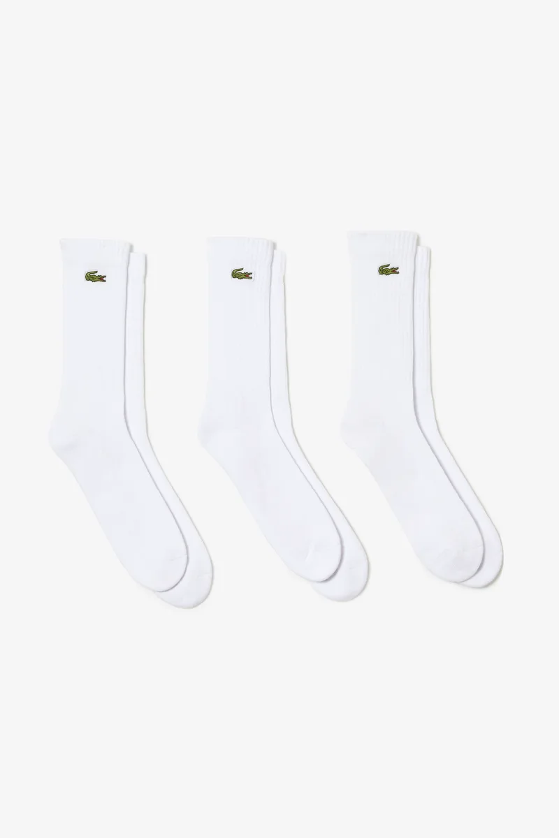 Lacoste unisex κάλτσες με κεντημένο λογότυπο ribbed (3 τεμάχια) - RA4182 Λευκό