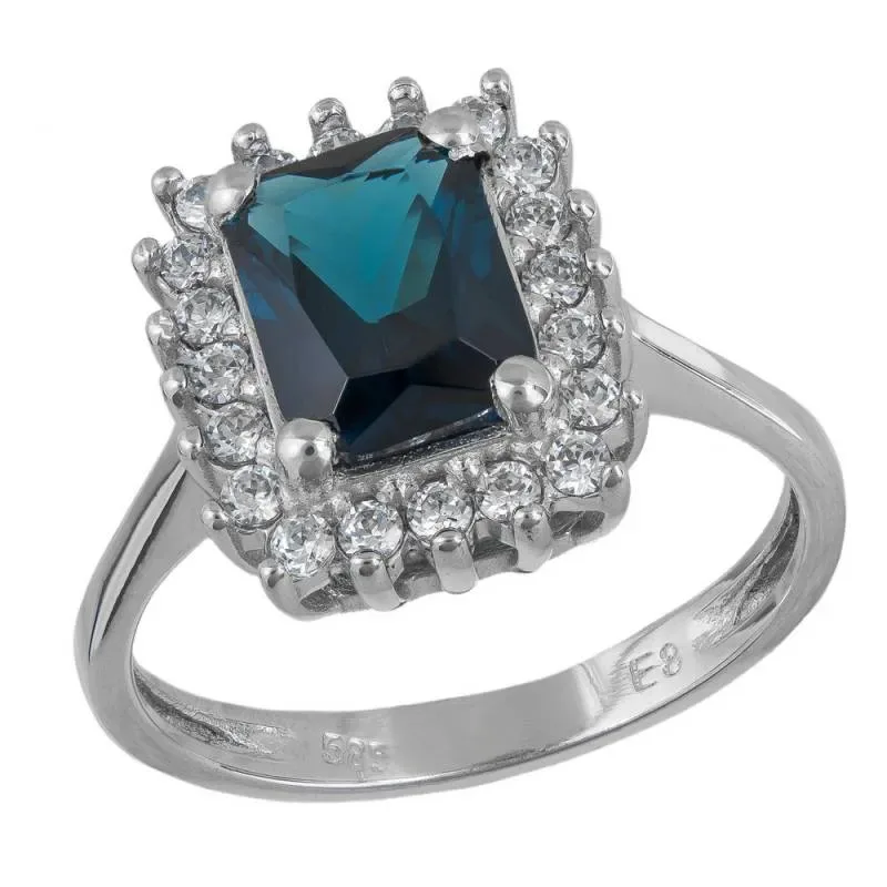 Λευκόχρυσο δαχτυλίδι Κ14 με ροζέτα London Blue 042930 042930 Χρυσός 14 Καράτια