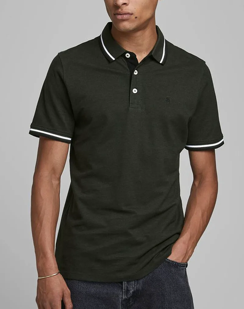 JACK&JONES ΜΠΛΟΥΖΑ ΑΝΤΡΙΚΗ JJEPAULOS POLO SS NOOS 12136668-FOREST NIGHT MediumForestGreen