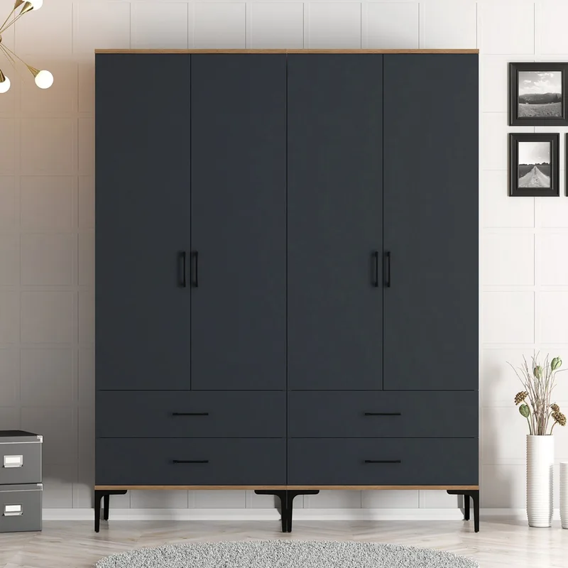 Ντουλάπα Ρούχων Kumsal Tt - Walnut, Anthracite 845Hct5484 (160x201,4x47,5 cm)