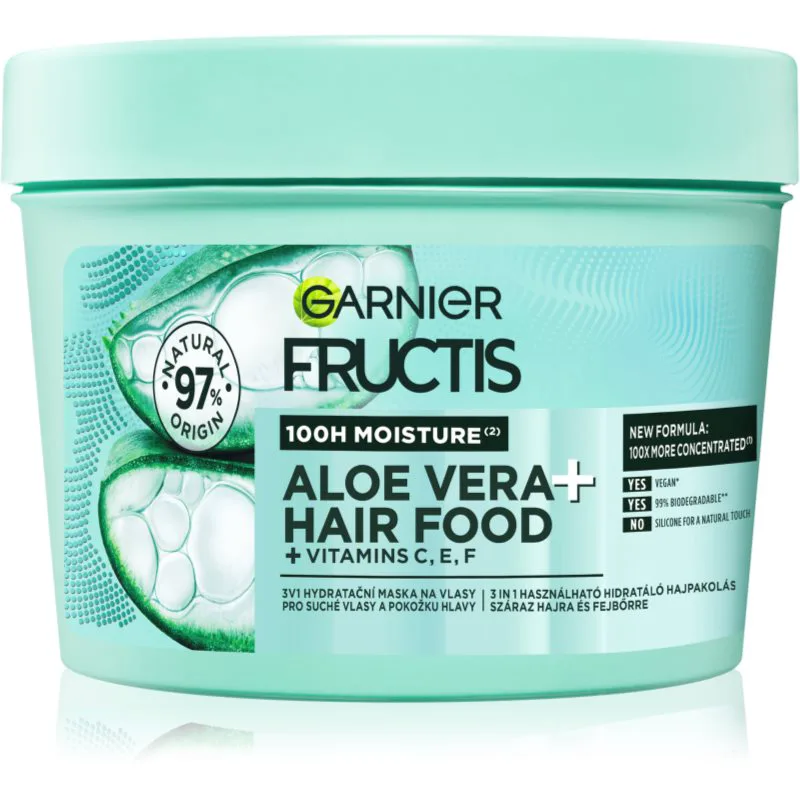 Garnier Fructis Aloe Vera Hair Food ενυδατική μάσκα για κανονικά έως ξηρά μαλλιά 400 ml