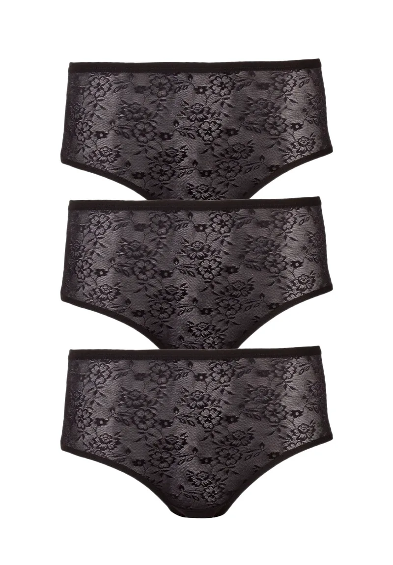 Σλιπ Sexen Midi ψηλοκάβαλο με δαντέλα Black 3 Τεμ. 1987C