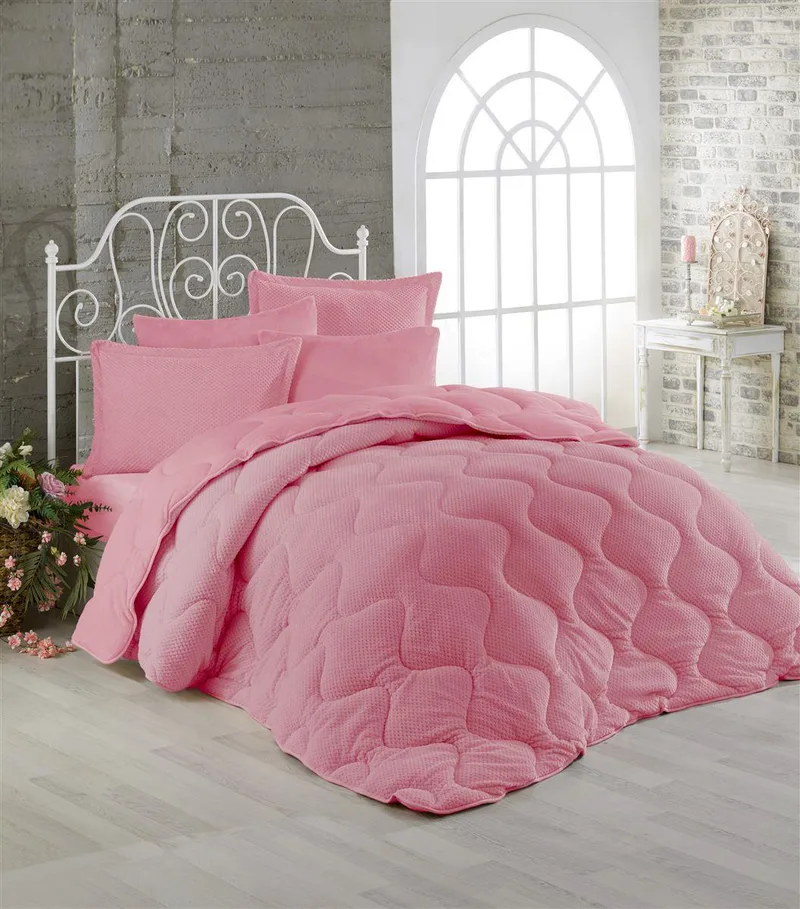 Κουβερτοπάπλωμα Fur-Fleece Υπέρδιπλο 220x240εκ. Ροζ DimCol (Ύφασμα: Polyester, Χρώμα: Ροζ, Μέγεθος: Υπέρδιπλα) - DimCol - 33421024021