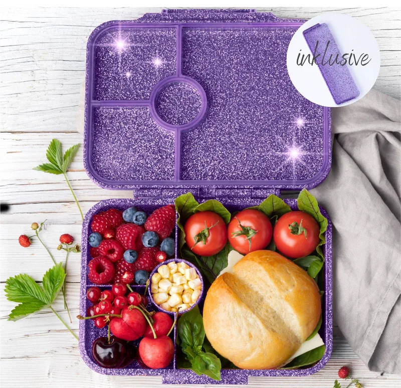 Lekkabox Glamour Lunchbox 4 sections - Purple Glitter