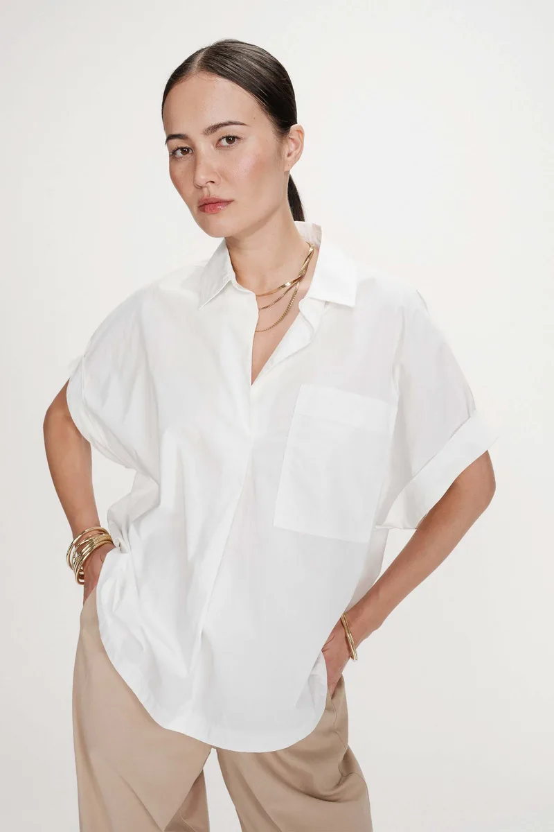 Grace & Mila γυναικεία μπλούζα μονόχρωμη Oversized "Versigny" - VERSIGNY/SS26 Κρέμ