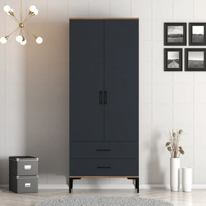 Ντουλάπα Ρούχων Kumsal T - Walnut, Anthracite 845Hct5414 (80x201,4x47,5 cm)