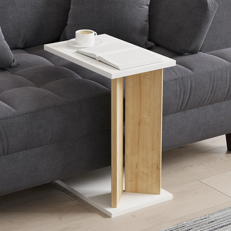 Βοηθητικό Τραπεζάκι Lun - Sapphire Oak, White 835Puq6360 (25x48,6x50 cm)