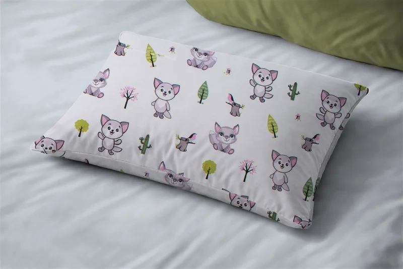 Μαξιλαροθήκη Bebe Βαμβακερή 35x45εκ. Baby Foxes 594 White-Pastel Lilac DimCol