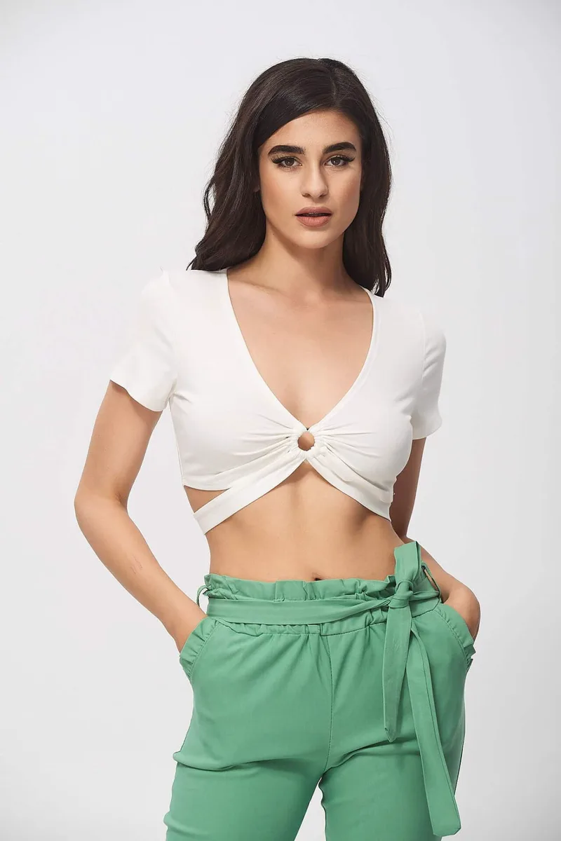 CROP TOP ΜΕ ΚΡΙΚΟ Ασπρο