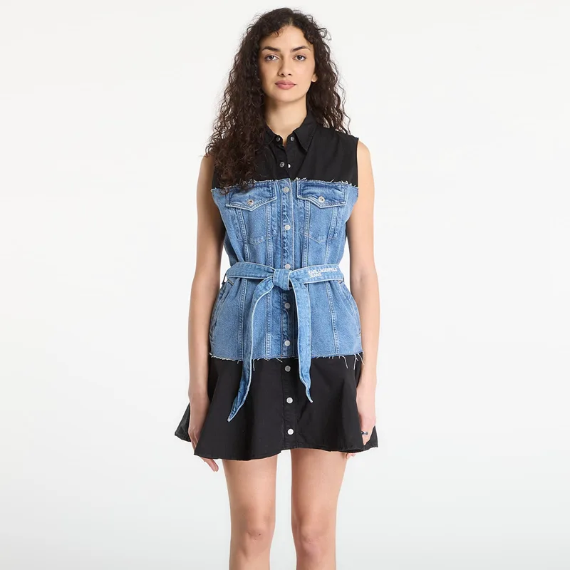 Φόρεμα Karl Lagerfeld Jeans Mixed Material Dress Washed Blue/ Black S