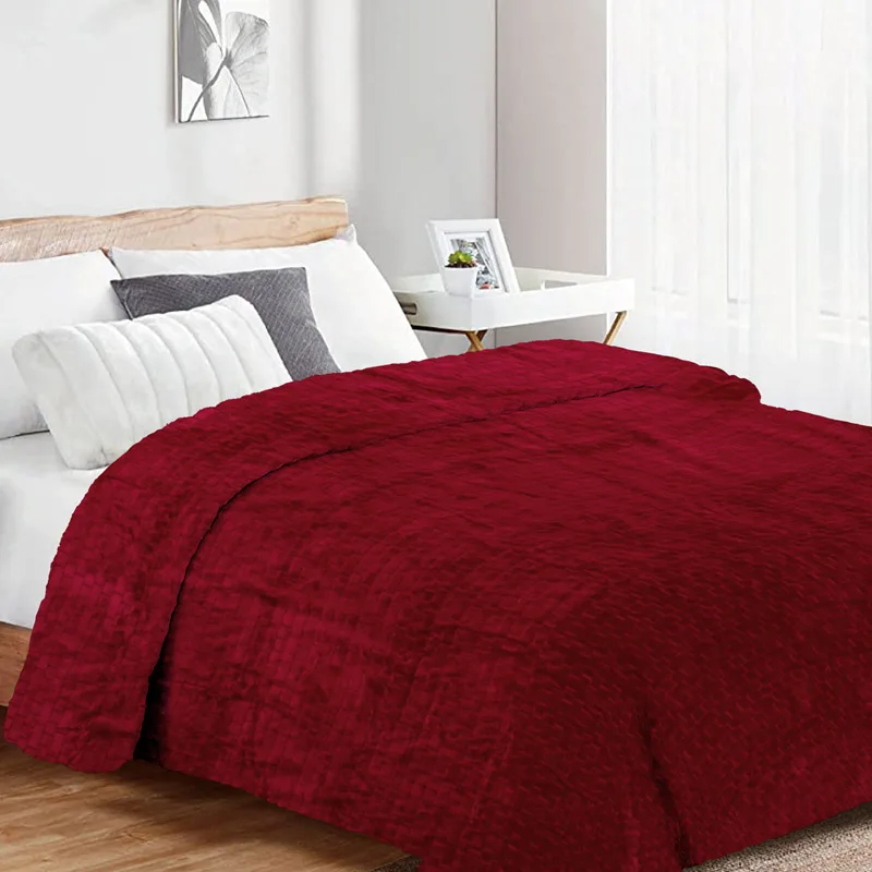 Κουβέρτα Fleece Μονή 160x220 Dimcol Brick 04 Bordeaux