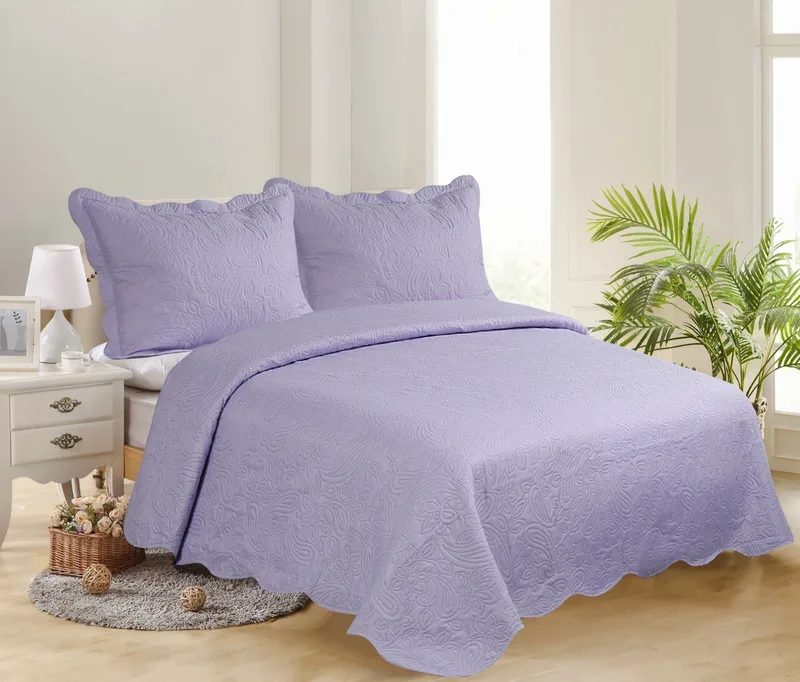 Σετ Κουβερλί Υπέρδιπλο 3 Τεμαχίων Silk Fashion Solid Light Μωβ/Dark Μωβ 220x240