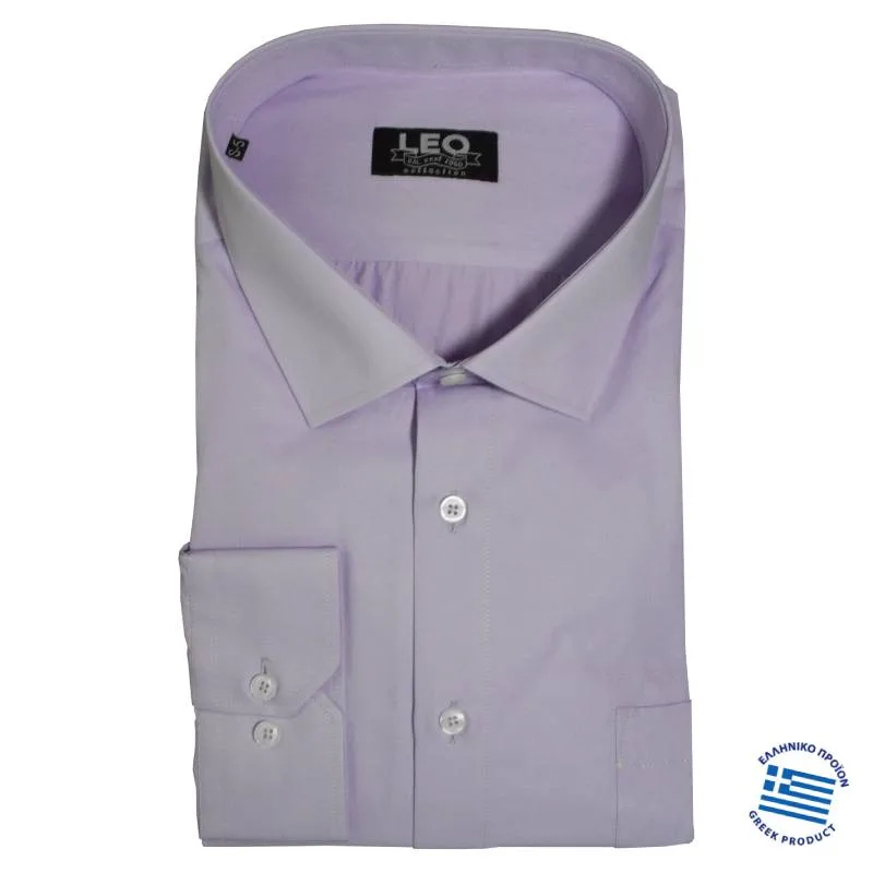 Μονόχρωμο μακρυμάνικο πουκάμισο "Air Cool",της Leo Collection - Lilac
