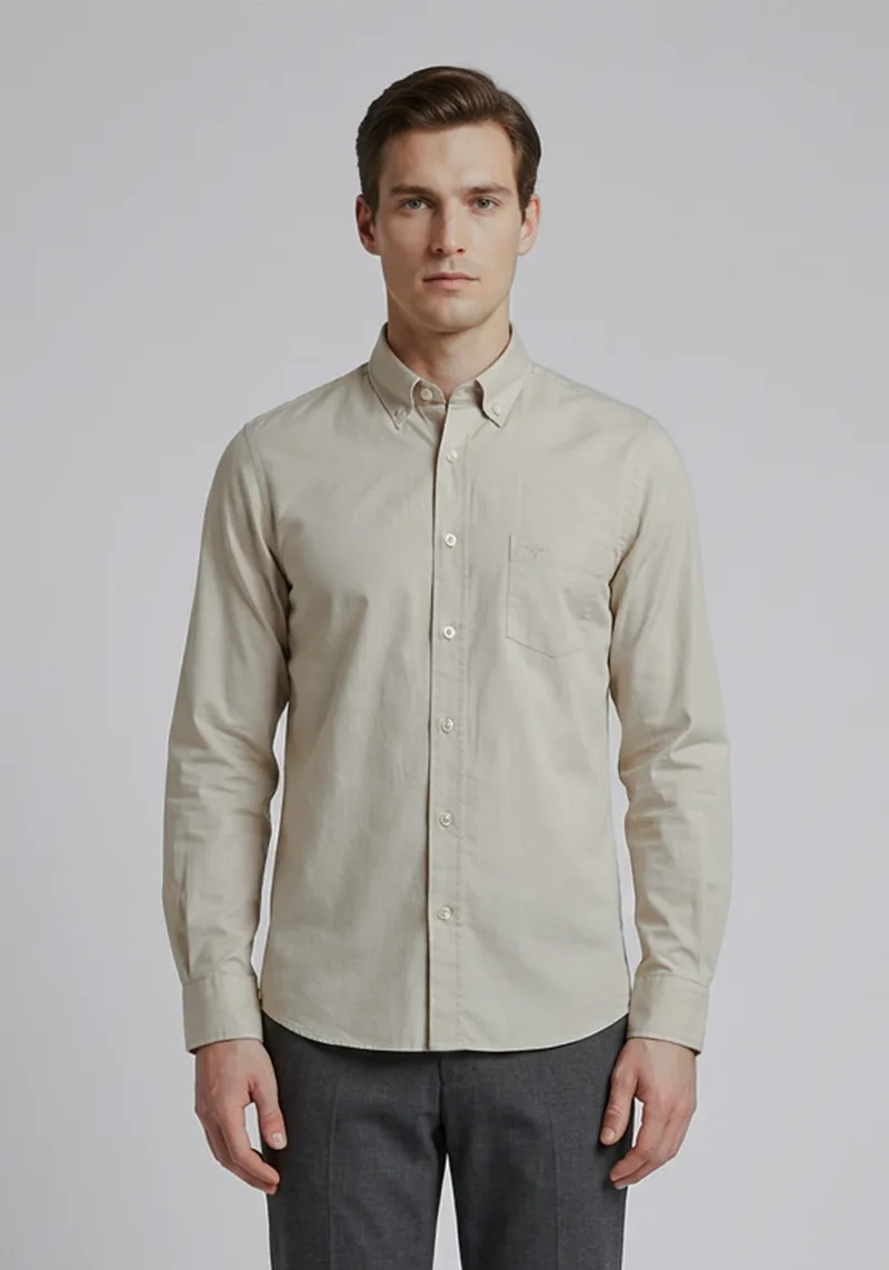 Fynch Hatton Πουκάμισο Poplin - 1613 9010 828 Cement