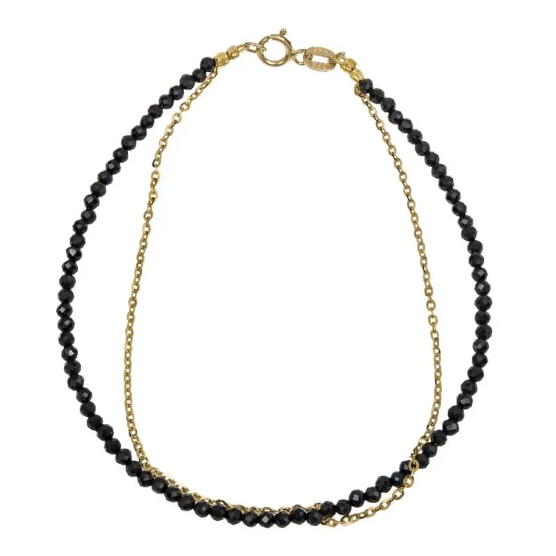 Γυναικείο βραχιόλι black spinel Κ14 με αλυσίδα 045975 045975 Χρυσός 14 Καράτια