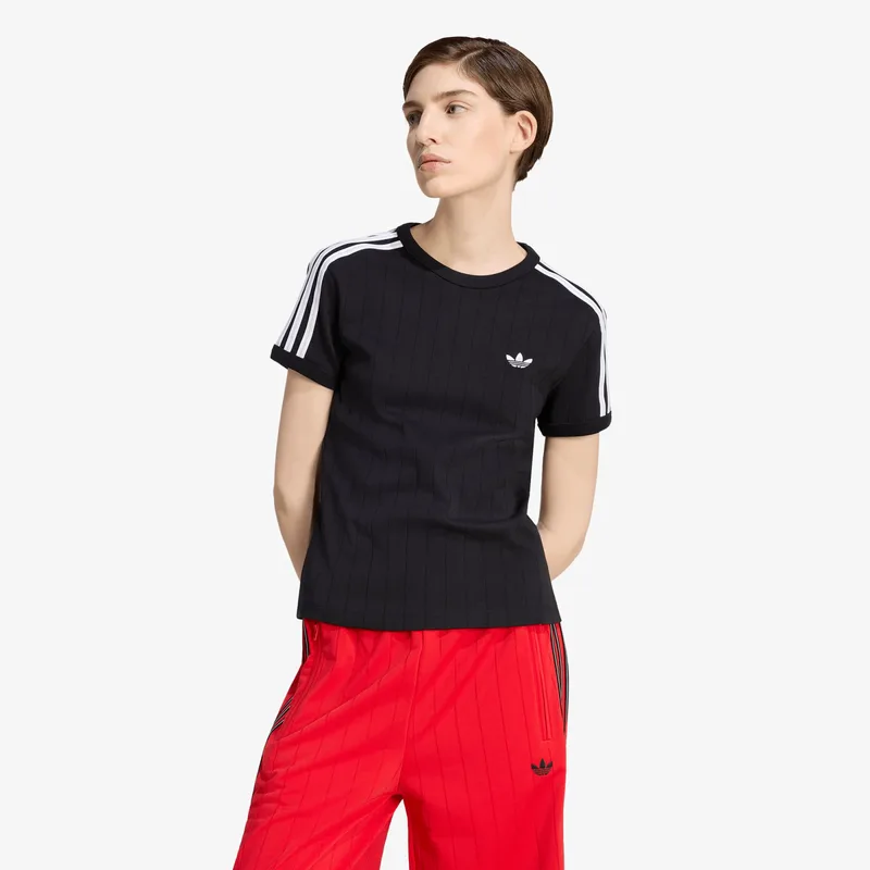 T-shirt adidas Pinstripe Short Sleeve Slim Tee Black/ White/ Grey Two XS