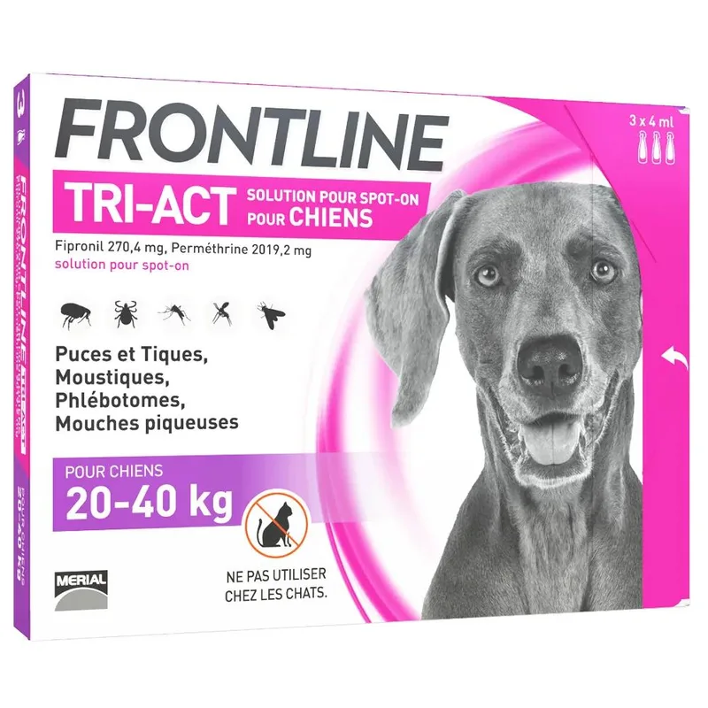 Frontline Tri-act Spot-on Dog 20-40kg 3 Pipettes of 4ml