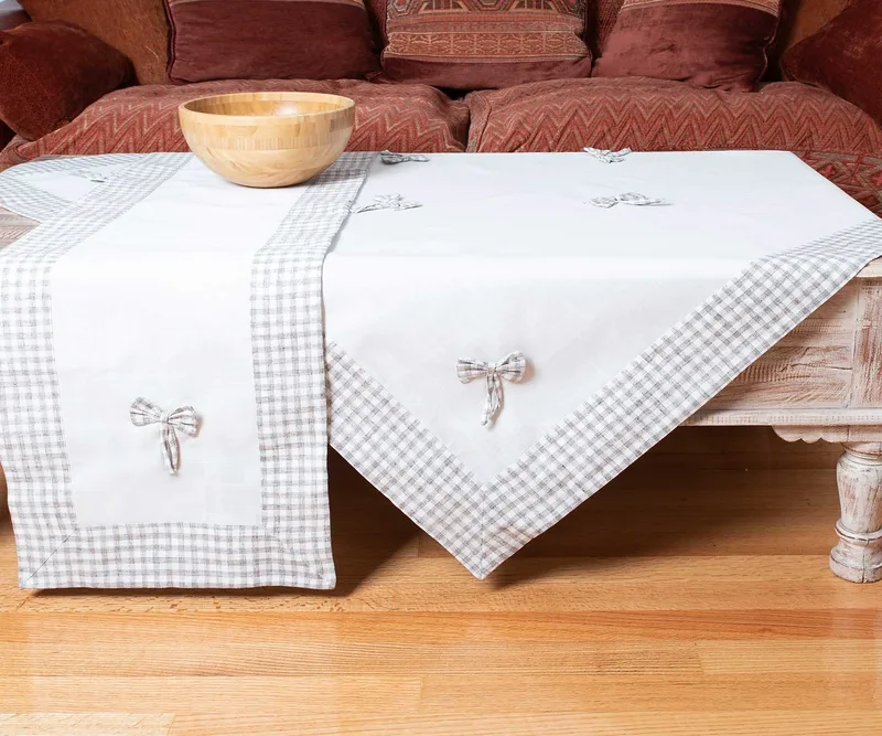 Τραπεζομάντηλο Silk Fashion Bow Ivory/Μπεζ 140x140
