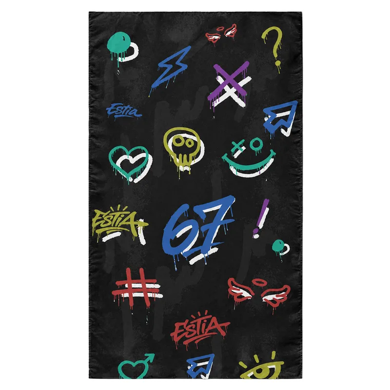Πετσέτα Θαλάσσης Microfiber Με Τσαντάκι 90x180εκ. Six Seven Estia 01-44480 (Ύφασμα: Microfiber, Χρώμα: Μαύρο) - estia - 01-44480