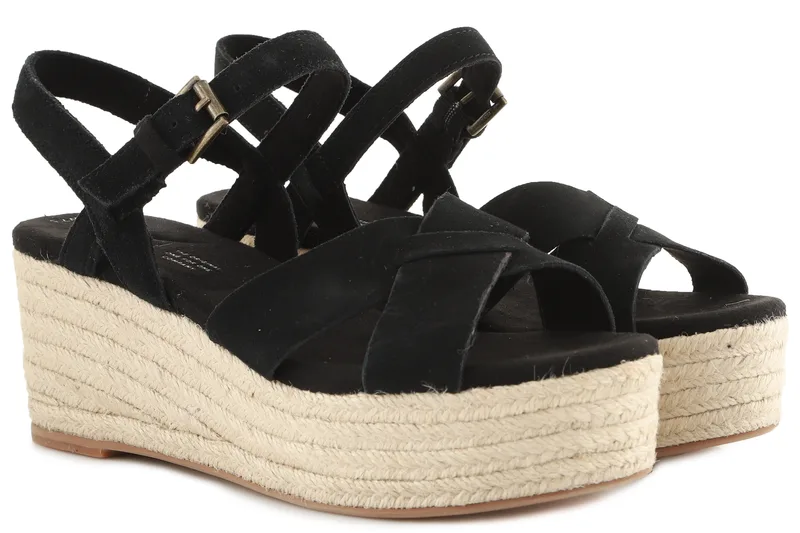 Πλατφόρμες TOMS Suede Wilow Wedge 10016362-BLK Γυναικείο