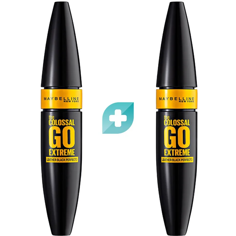 Maybelline Promo The Colossal Go Extreme Mascara Leather Black Μάσκαρα με Κολλαγόνο & Ειδικό Βουρτσάκι με Διπλές Καμπύλες για Έξτρα Όγκο 2 Τεμάχια (2x9.5ml)