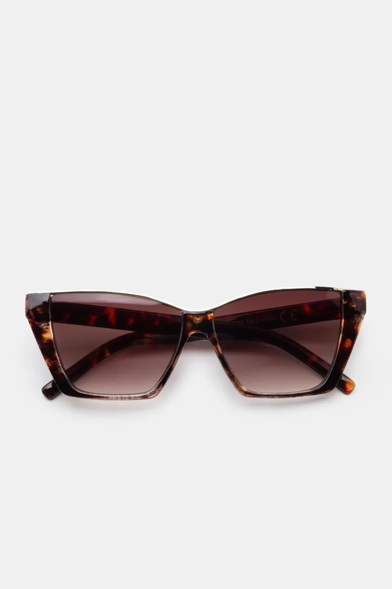 Γυαλιά Ηλιού Golden Rim Geometric Winged - Animal Print