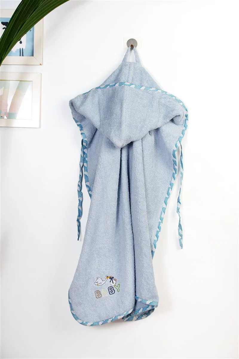 Κάπα Με Κέντημα bebe Stork 191 75X85 Sky Blue 100% Cotton