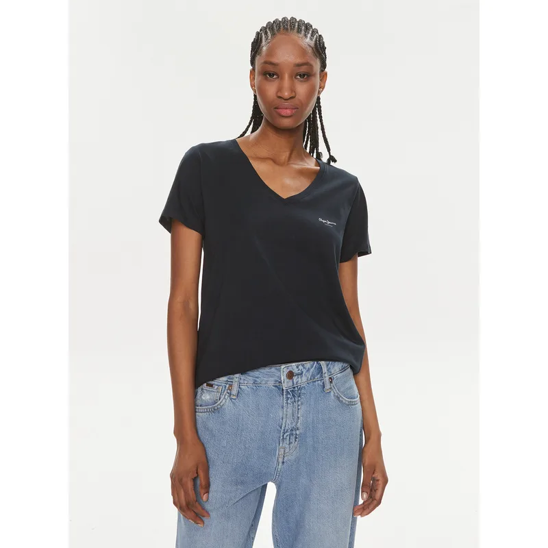 Pepe Jeans T-Shirt Lorette V Neck PL505826 Σκούρο μπλε Regular Fit