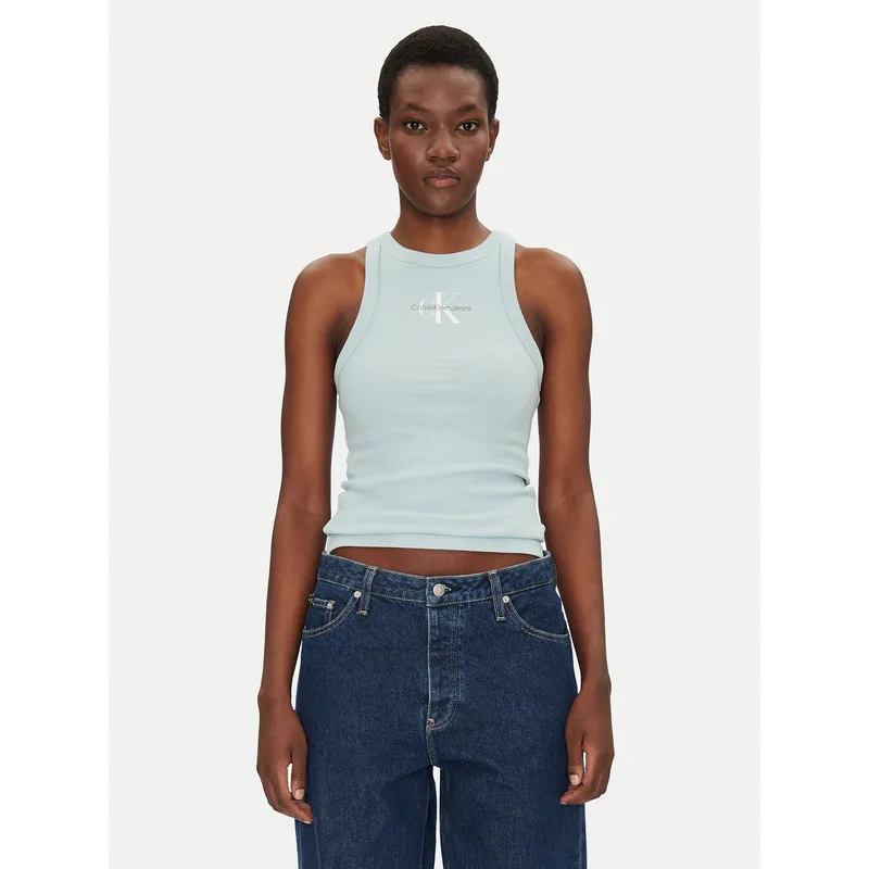 Calvin Klein Jeans Τοπ Monologo J20J225301 Μπλε Slim Fit