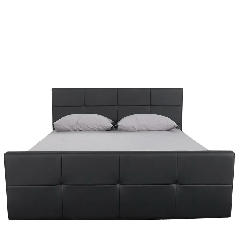 Κρεβάτι ArteLibre ANEMONE Μαύρο PU Με Αποθηκευτικό Χώρο 217.5x170.5x100cm(Στρώμα 160x200cm)