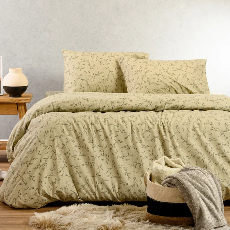 Φανελένια Σεντόνια King Size Σετ Melinen Winter Poppy Olive - ΧΩΡΙΣ ΛΑΣΤΙΧΟ 270x260