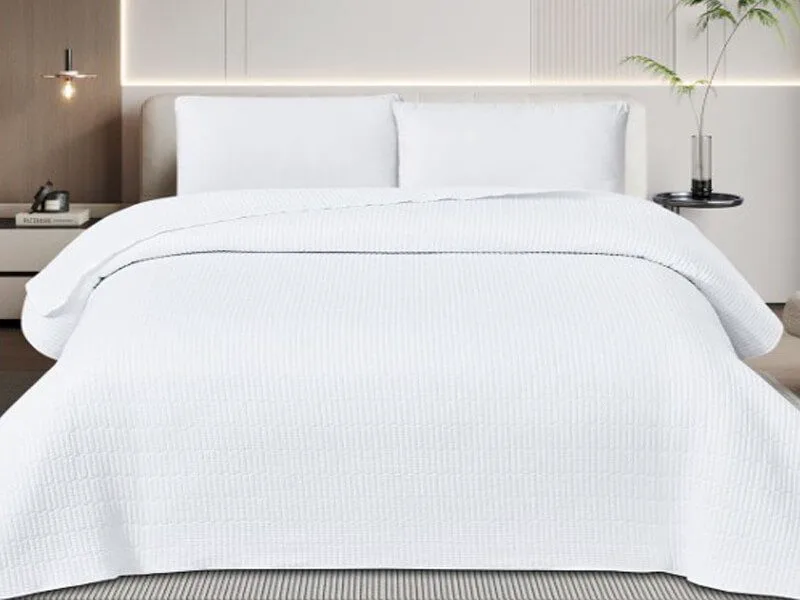 Κουβερλί Κεντημένο Διπλής Όψης 100% Microfiber Γαρύφαλλο - Λευκό-Λευκό, 160x240