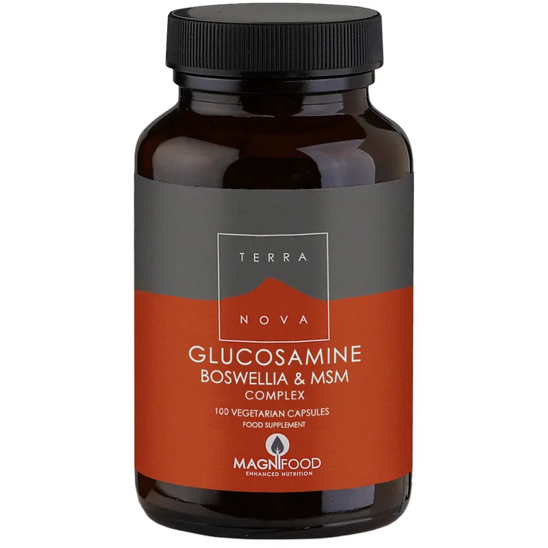 Terranova Glucosamine, Boswellia & MSM Complex Συμπλήρωμα Διατροφής Γλυκοζαμίνης, MSM & Εκχυλίσματος του Βοτάνου Boswellia για την Καλή Λειτουργία των Αρθρώσεων & του Χόνδρου 100veg.caps