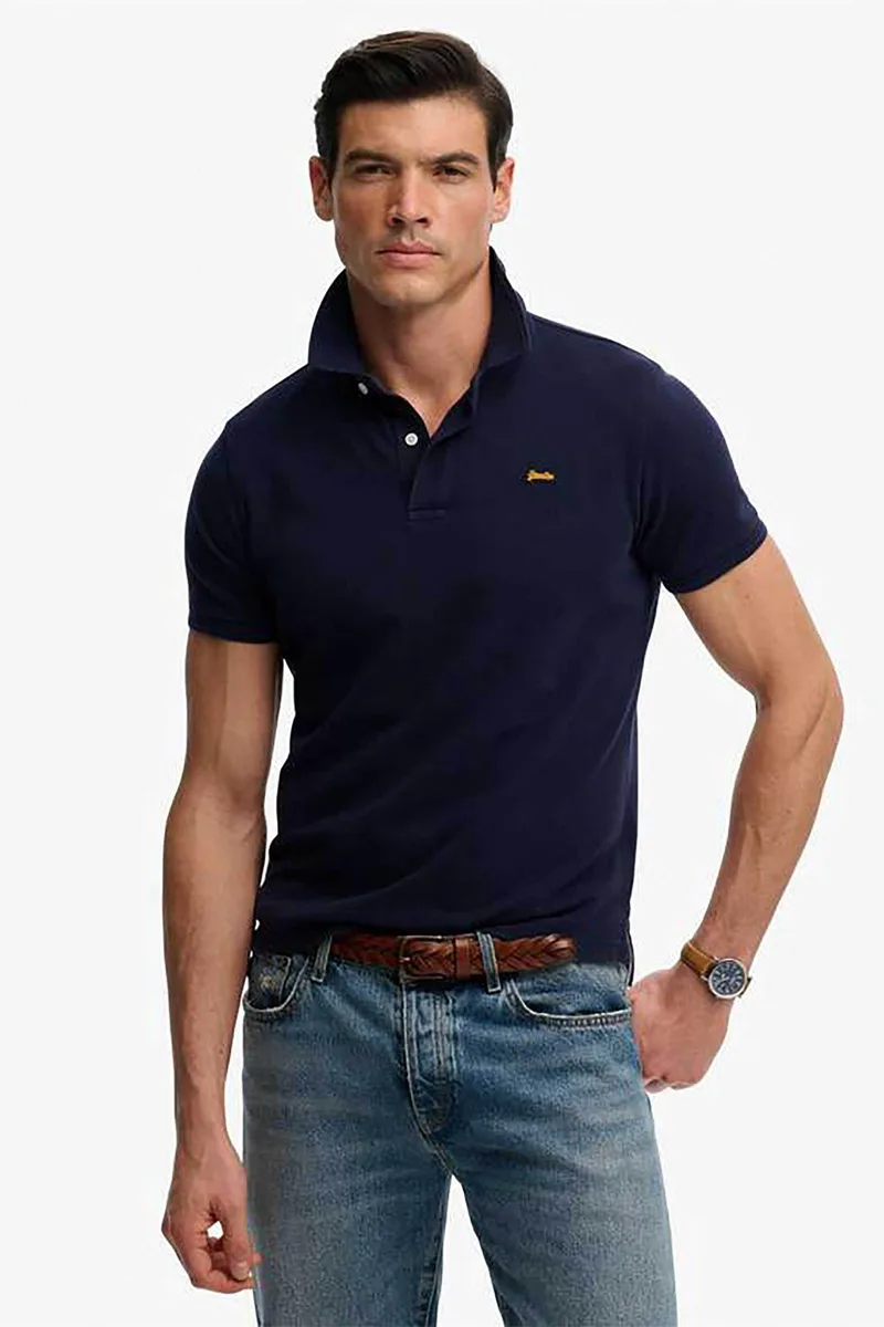 Superdry ανδρική μπλούζα πόλο πικέ με λογότυπο Relaxed Fit "Vintage Destroy" - M1110452A Μπλε Σκούρο