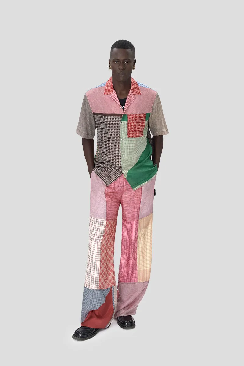 MARINE SERRE Ανδρικό Πολύχρωμο Regenerated Silk Scarves Bowling Shirt