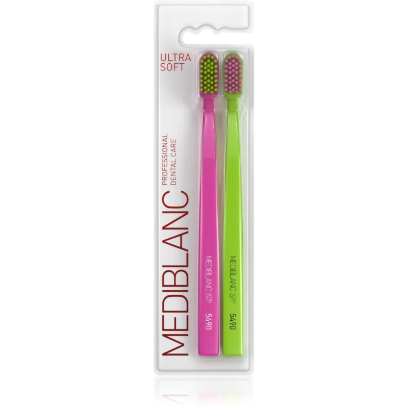 MEDIBLANC 5490 Ultra Soft οδοντόβουρτσες ύπερ-μαλακό Ροζ, Green 2 τμχ