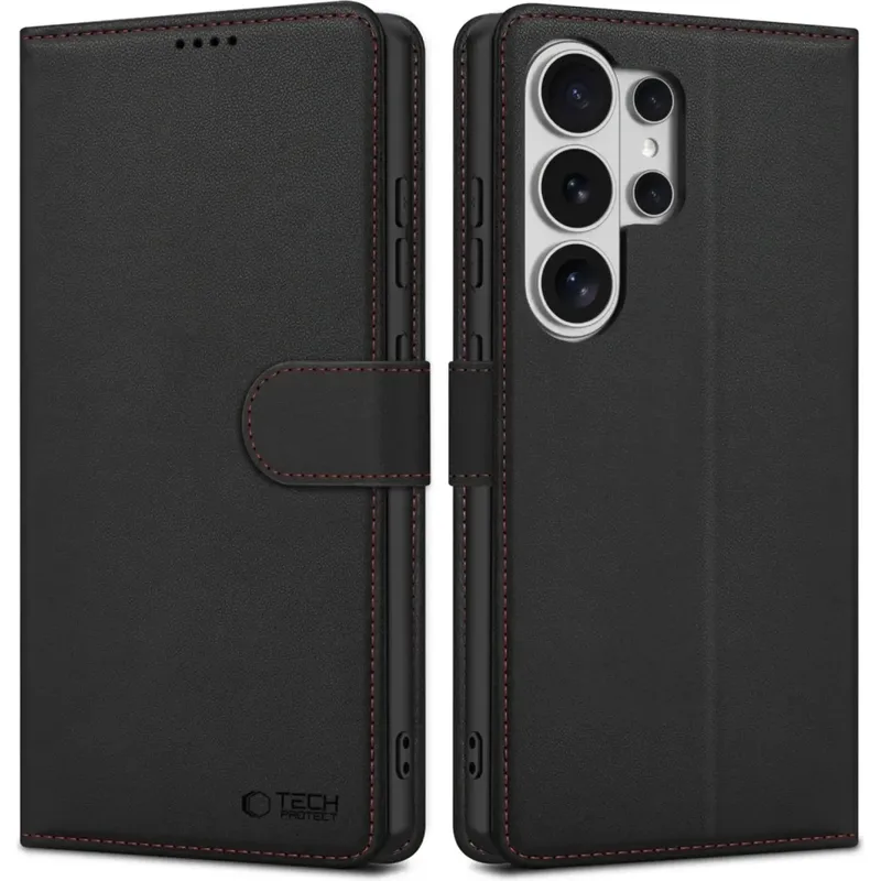 Θήκη Samsung Galaxy S26 Ultra Tech-Protect Wallet Galaxy Πορτοφόλι από Οικολογικό Δέρμα - Black / Red (5906302390410)