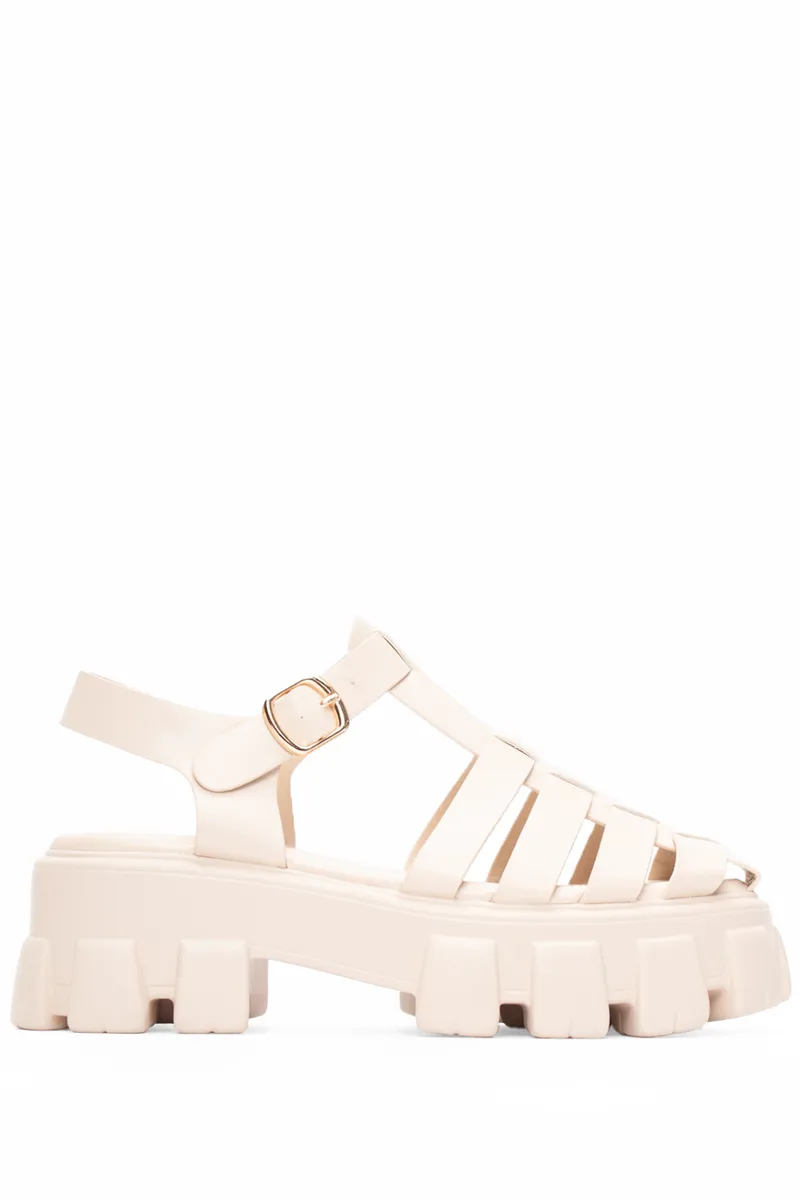 Πλατφόρμες με Τρακτερωτή Σόλα & Λουράκια - Μπεζ