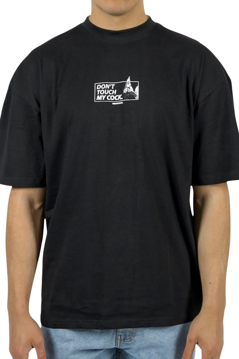 BEE UNUSUAL T-Shirts Dont Touch My Cock Oversized T-Shirt - BLACK-AT-260242-BLACK