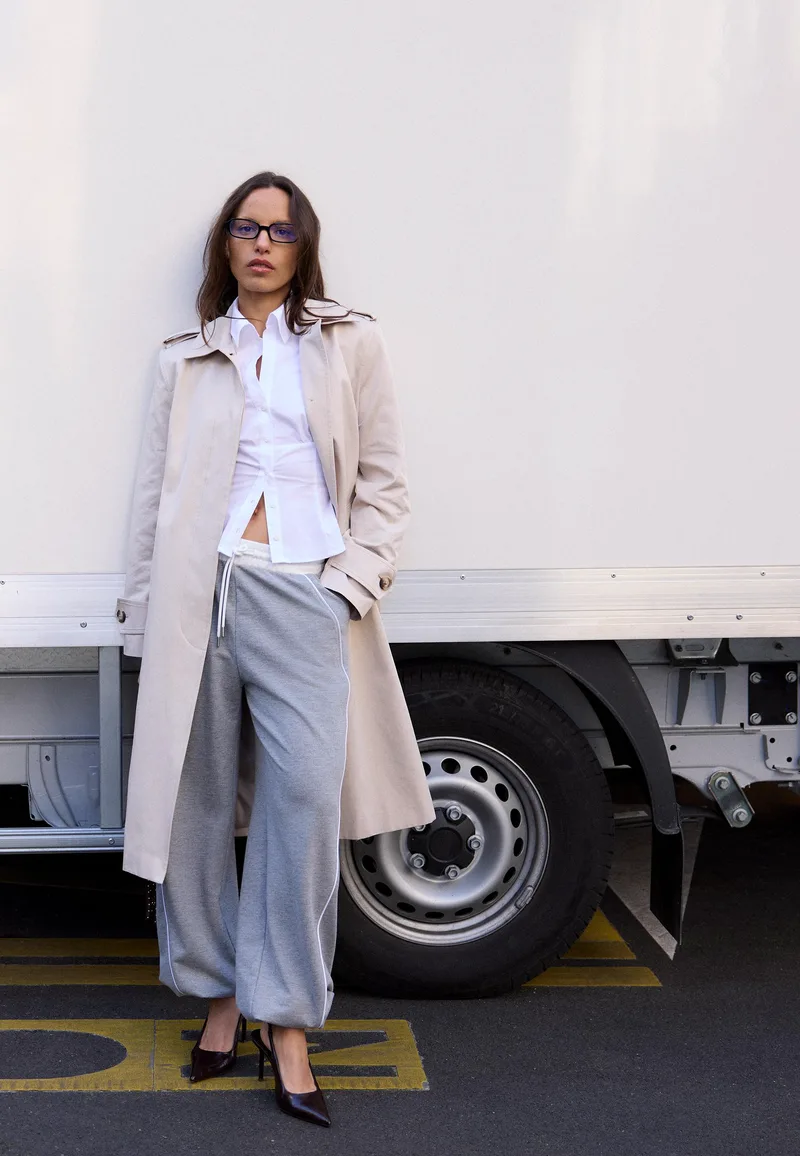 Stradivarius Μακρύ Trench Με Απλή Σειρά Κουμπιών Πέτρα L