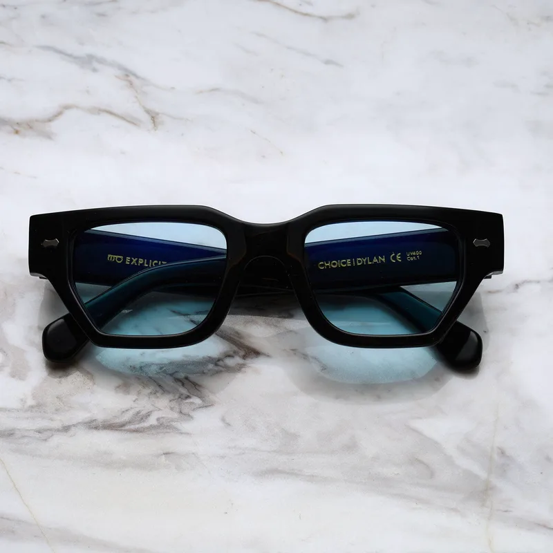 DYLAN Tinted Sunglasses | Black | Blue Shades | Explicit Poets Sunglasses